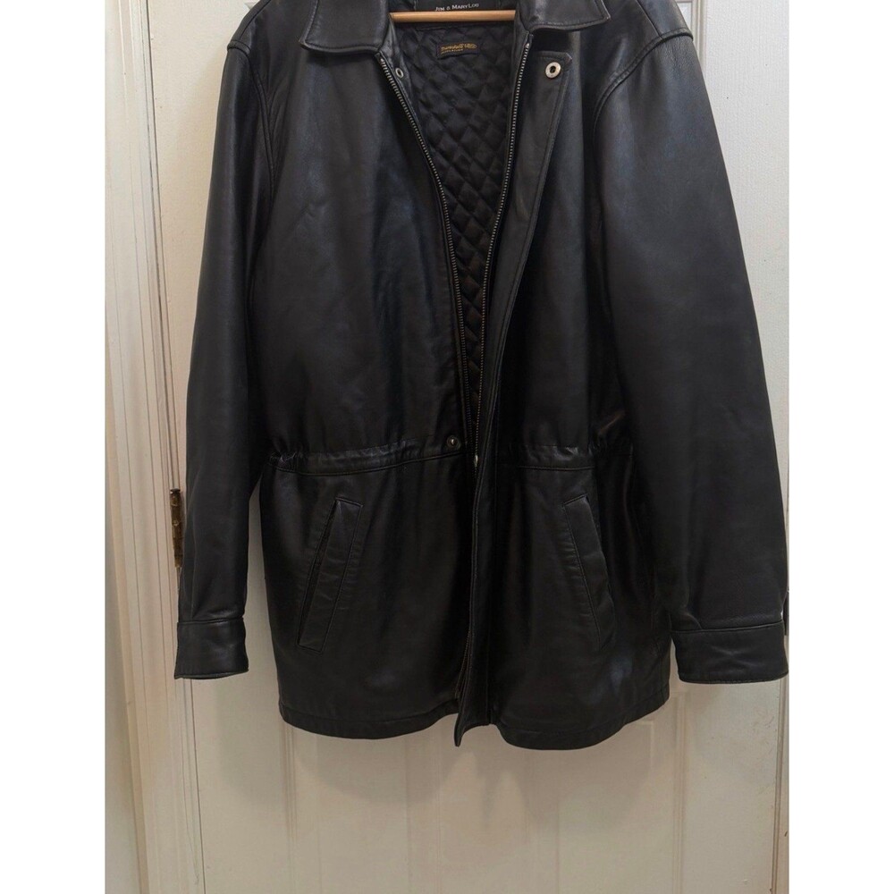 Jim & Marylou Men's Black Leather Quilted-Liner Jacket